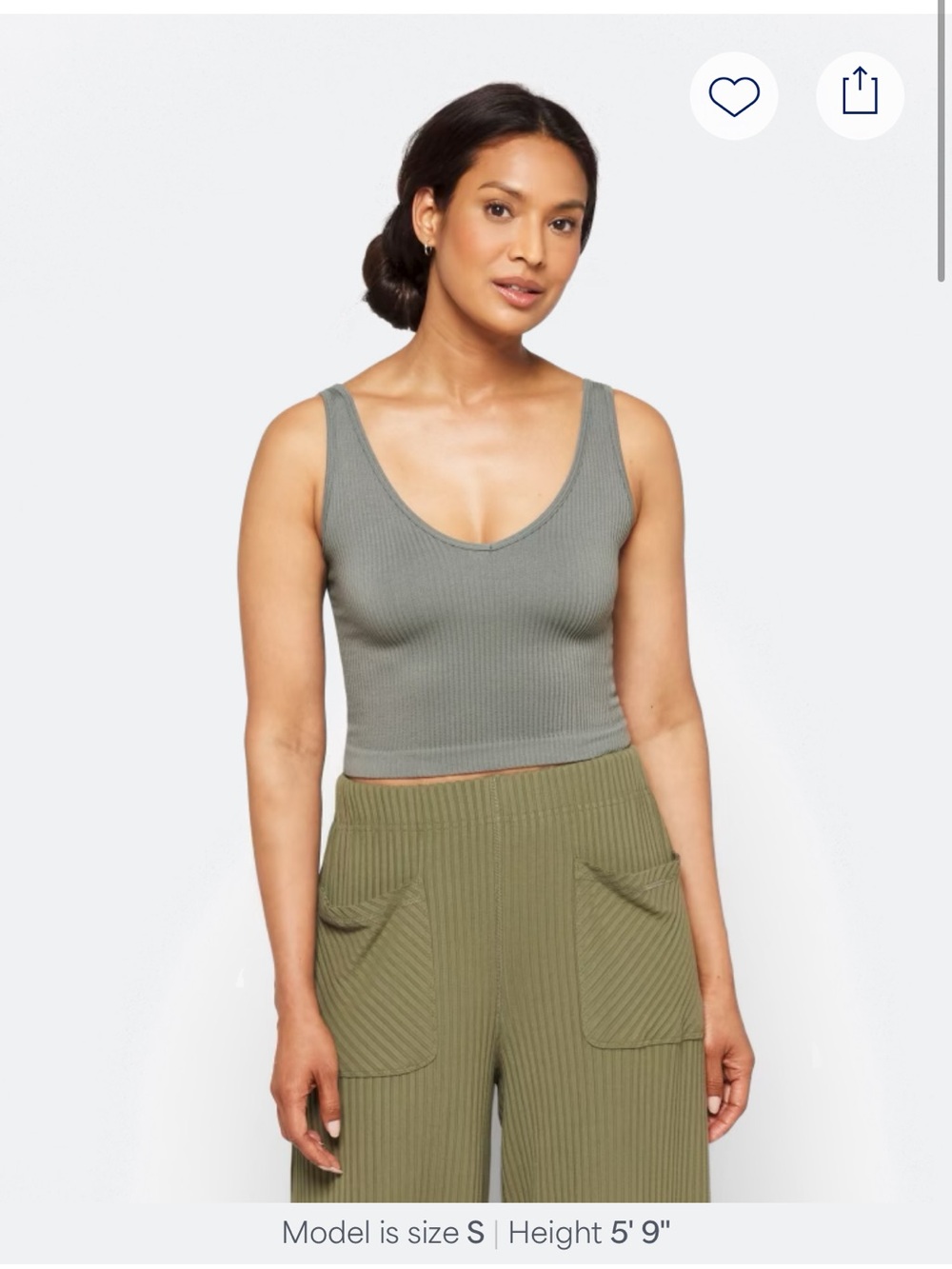 Free People Ribbed Scoop Crop Tank - grey